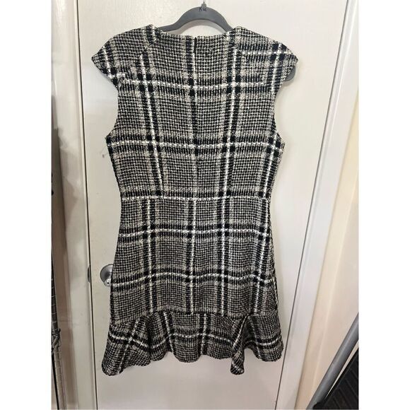MNG Mango Black White Short Sleeve Tweed Dress SZ M - Picture 5 of 8